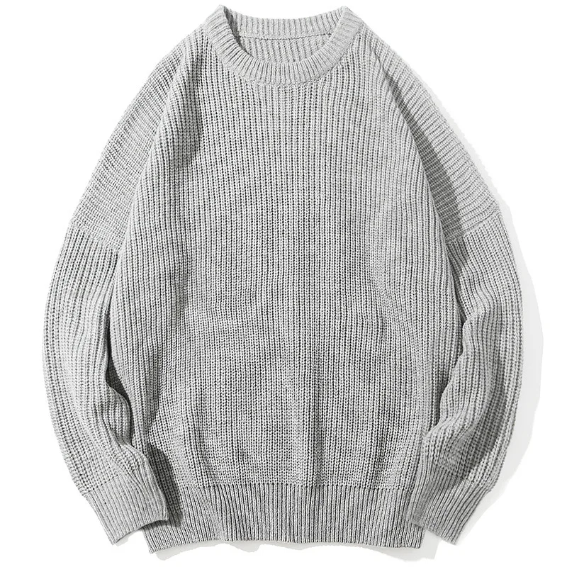 MRMT брендовый мужской свитер с круглым вырезом и длинным рукавом, свободная вязаная одежда для мужчин, одноцветные мужские свитера - Цвет: Светло-серый