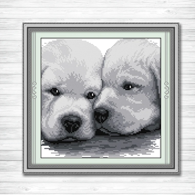 Lean close together dog kiss шаблон для домашнего декора Печать на холсте DMC 11CT 14CT наборы