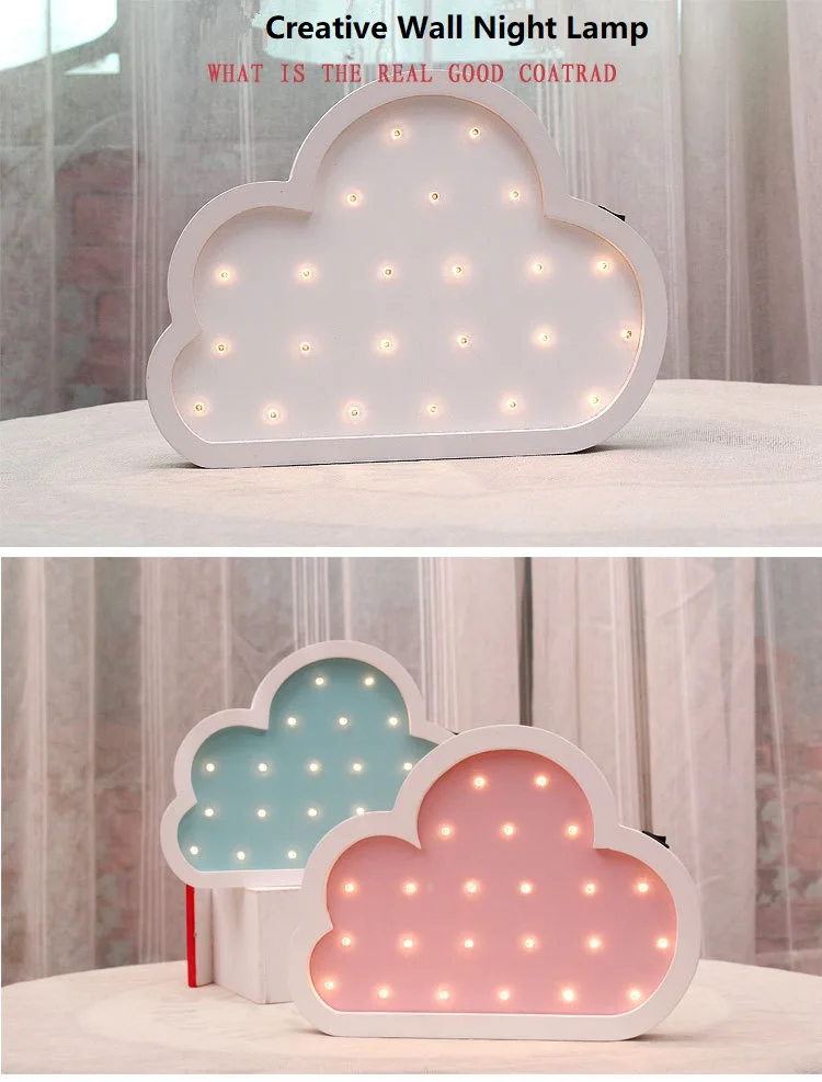 Nuvem de Madeira Decoração da Sua Led sem Fio Criativo Grande Noite Parede Bateria Crianças Quarto Luminária Presente Lâmpada Cabeceira Casa Luz 3 Criativo grande nuvem de madeira noite luz