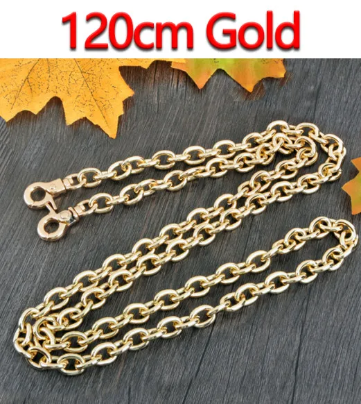 DIY 9mm Gold, Silver, Gun Black O Shape Chains Replacement Shoulder Bag Straps for Small Handbags Belts Handles - Цвет: 120cm Gold