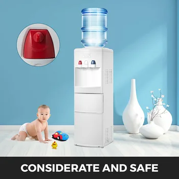 

Black/White 2 In 1 Water Dispenser Electric Hot Cold Water Cooler Dispenser w/ Built-in Ice Maker