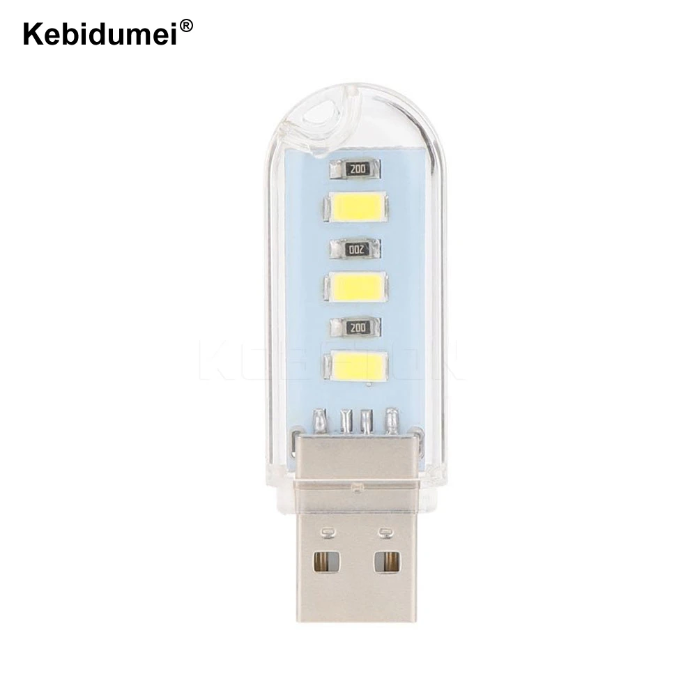 kebidumei 3 SMD Mini USB LED Reading Book Light U Disk Shape Laptop Camping Night 5V 1.5W For PC Computer Notebook | Компьютеры и офис