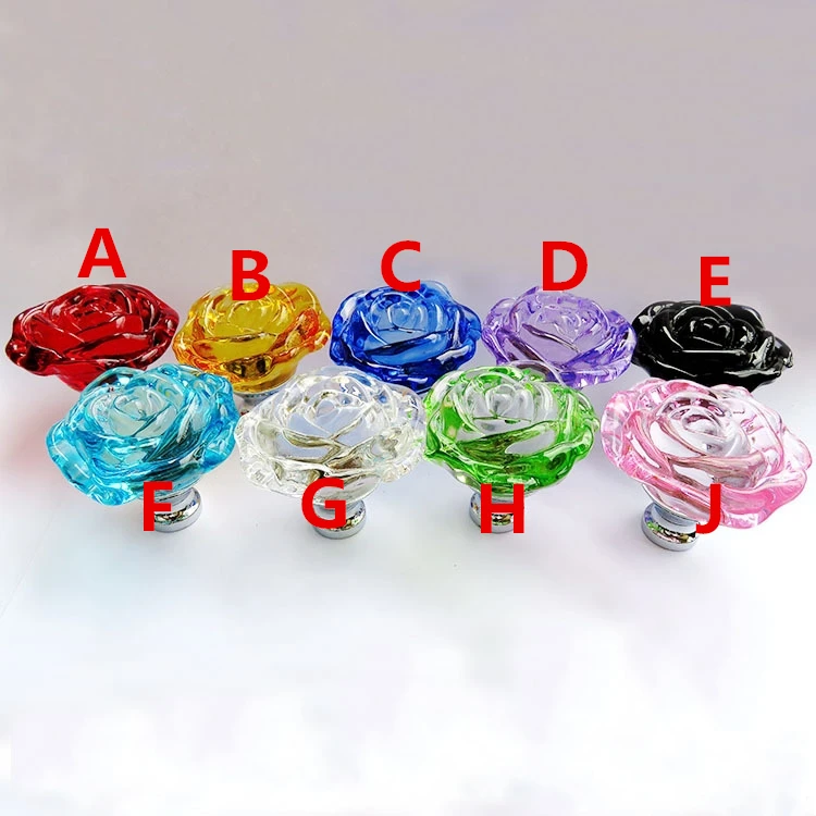 Rose Diamond Door Knobs Crystal Glass Cupboard Drawer Pull Kitchen Cabinet Door Wardrobe Handles Hardware 10PCS 50MM door knobs,cabinet drawer knobs