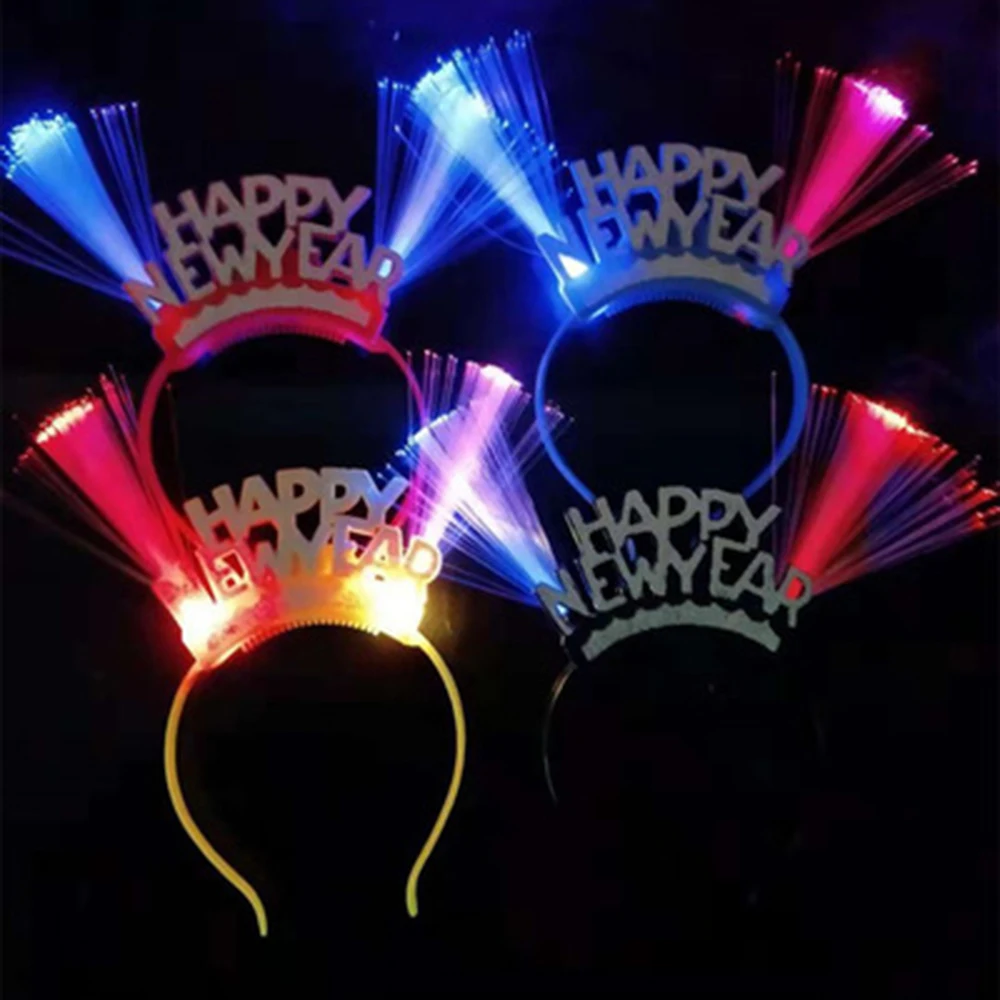 Светящаяся головная повязка светодиодный новогодний головная повязка пластиковая многоцветная коллекция новогодний светящийся ободок практичный