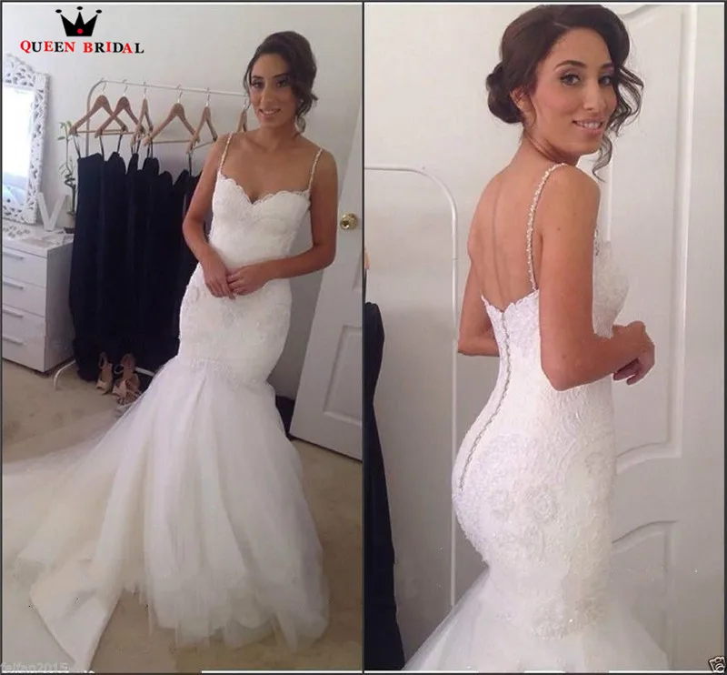 

Custom Made Mermaid Sweetheart Backless Lace Beading Tulle Sexy Formal Wedding Dresses Wedding Gowns Vestido De Noiva JW100