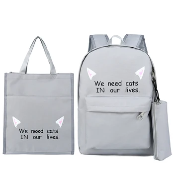 

3 Pcs Nylon Teenagers School Backpack Solid Boy Schoolbag for Teenager Girl Student Book Bag Girls Satchel Female Schoolbag New