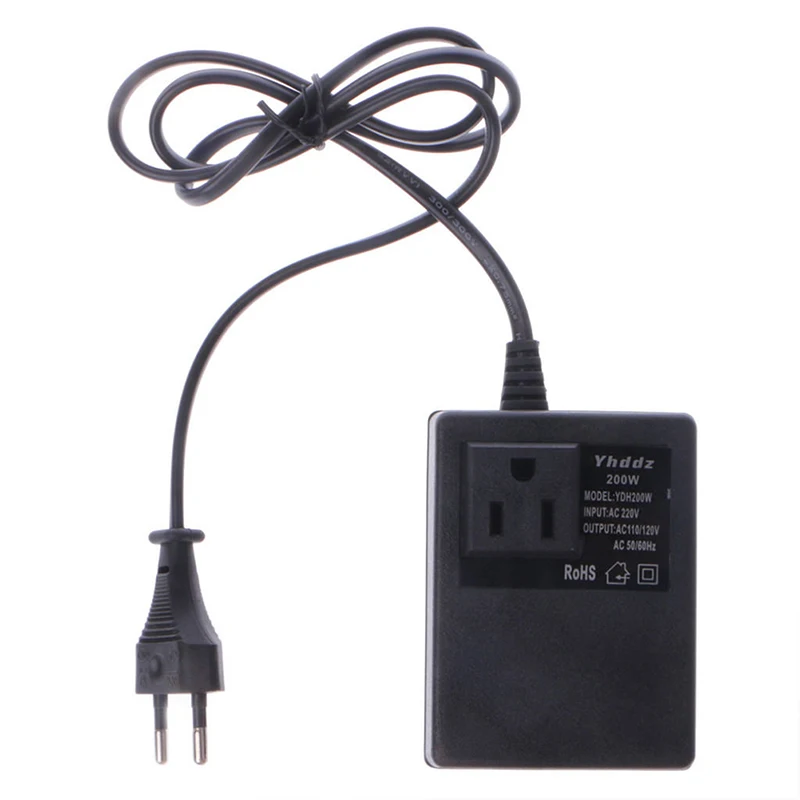 

200W AC 220V to 110V EU US Plug Adapter Step Down Transformer Convert Travel Power