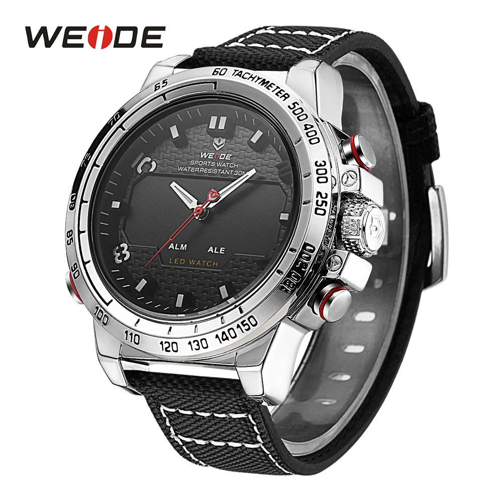 

WEIDE Men Sports Watches Alam Date Day Back Light Quartz LED Military Strap Analog Hardlex Wristwatches relojes mujer saat erkek