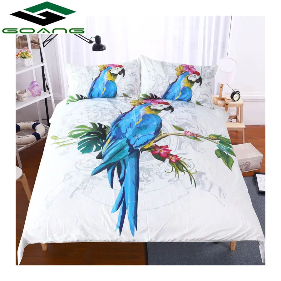 GOANG 3d постельное белье полиэфир цифровая печать синий попугай простыня пододеяльник наволочка king size Постельный набор