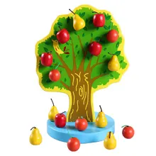Деревянные игрушки, сборные магнитные фруктовые деревья и веселый фруктовый сад, деревянный развивающий набор из 16 предметов, детские игрушки для фруктов своими руками
