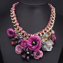Цветное цветочное Новое модное массивное ожерелье, хрустальное ожерелье, Винтажное колье, ожерелье на ключице, преувеличенные женские аксессуары