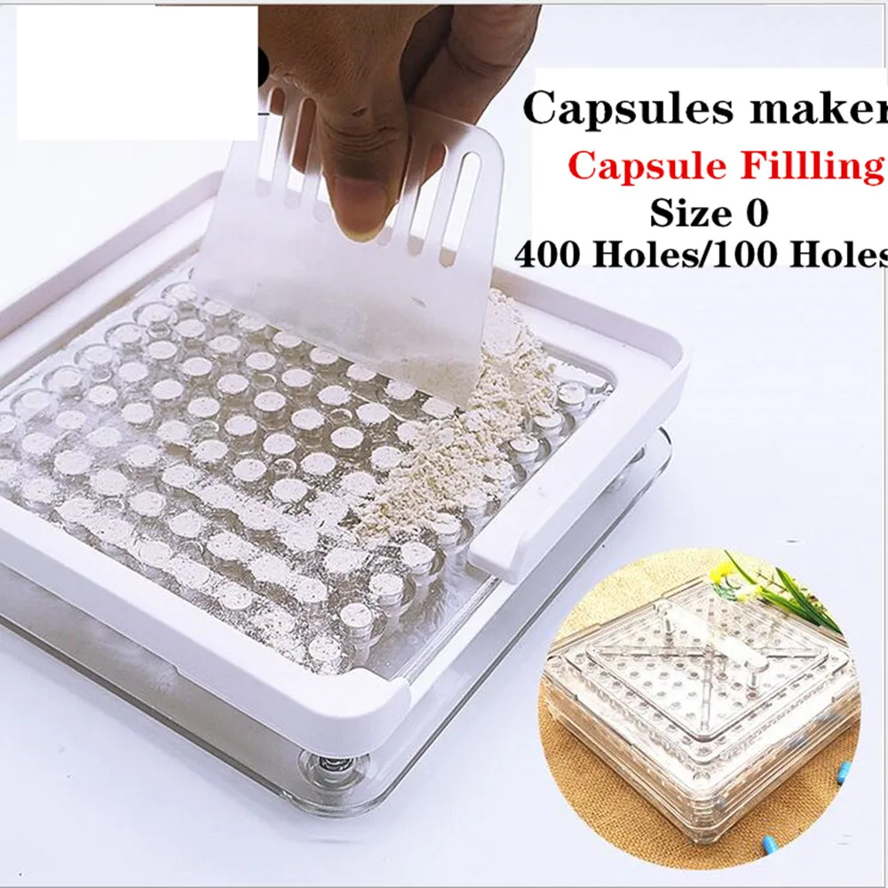 

400 Holes Professional manual Capsule Fillling machine Powder pharmaceutical Filler Plate Size 0 zero DIY Herbal Capsules maker