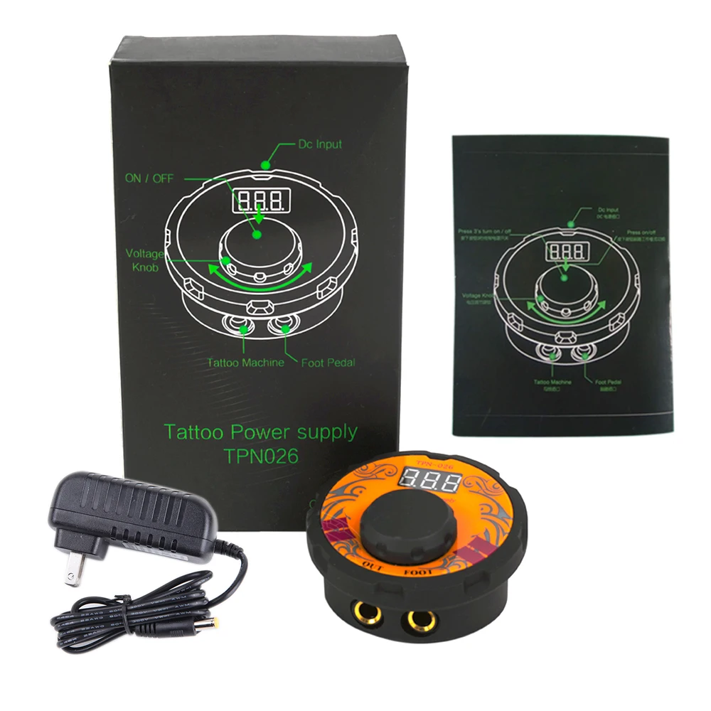 New Professional Mini Critical LCD Tattoo Power Supply Source with Power Adapter Tattoo Pedal for Coil& Rotary Tattoo Machines