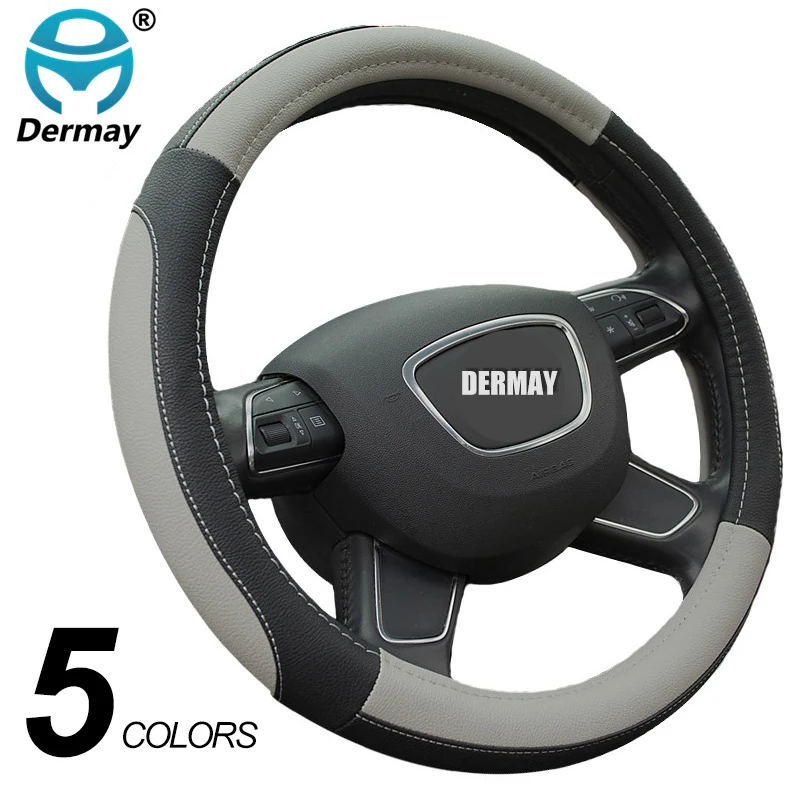 DERMAY 5Colors Leather Steering Wheel Cover Sport Style Car Covers,Fit Most Car Styling Factory Wholesale High Quality DERMAY 5Colors Leather Steering Wheel Cover Sport Style Car Covers,Fit Most Car Styling Factory Wholesale High Quality
