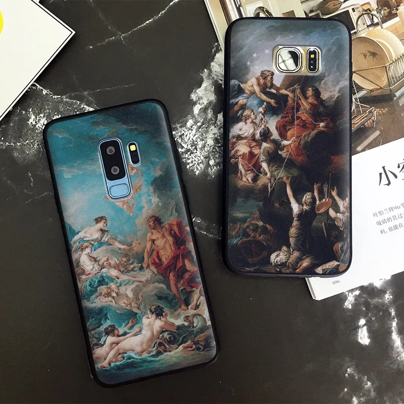 

Vintage Aesthetics paintings Pattern TPU Soft Silicone Phone Case Shell Cover For Samsung S7 Edge S8 S9 Plus Note 8 9
