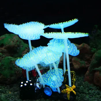

Silicone Noctilucent Sea Anemones Aquarium Ornaments Artificial Lifelike Night-luminous Aquarium Accessories