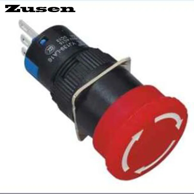 

Zusen 16mm Plastic Emergency Stop switch 1NO1NC LA16-11ZS