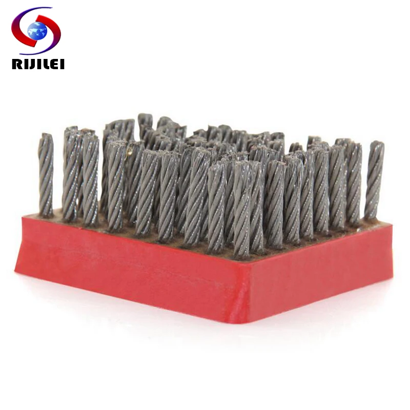RIJILEI 10PCS/Set Frankfurt Shape Steel Wire Brush Marble Abrasive Brushes Frankfurt Antique Brush Processing Stone Slab YG01