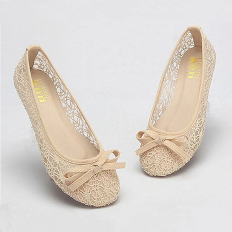 

2019 new summer flat shoes round head mesh lace breathable hollow work slip women's shoes pregnant women shoes