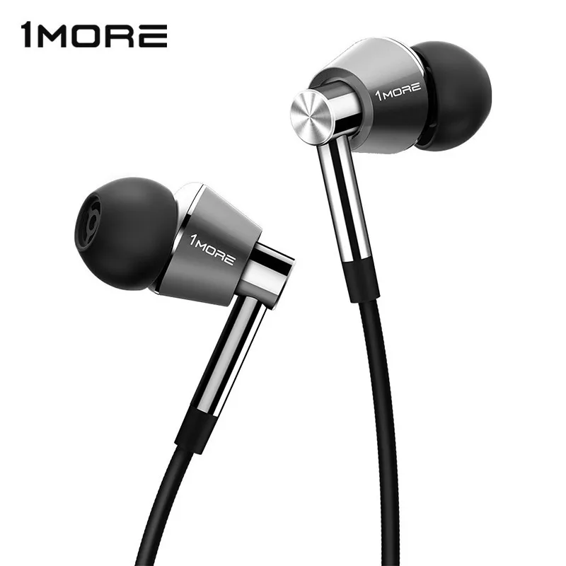 1 MORE Triple Driver In-Ear Earphones Earbuds for iOS and Android Xiaomi Phone Compatible Microphone and Remote E1001 Titanium