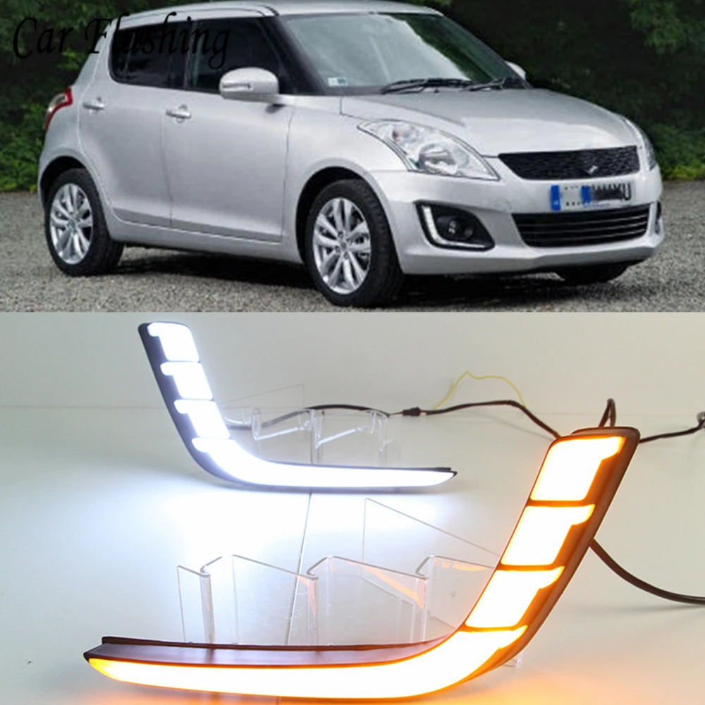 

Car Flashing 1set For Suzuki Swift 2014 2015 2016 Yellow Turn Signal Style Relay Waterproof Car DRL LED Daytime Running lights
