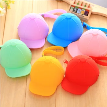 

Korean Candy Color Baseball Cap Coin Bag Mini Hat Key Bag Silicone Female Coin Purse Clutch