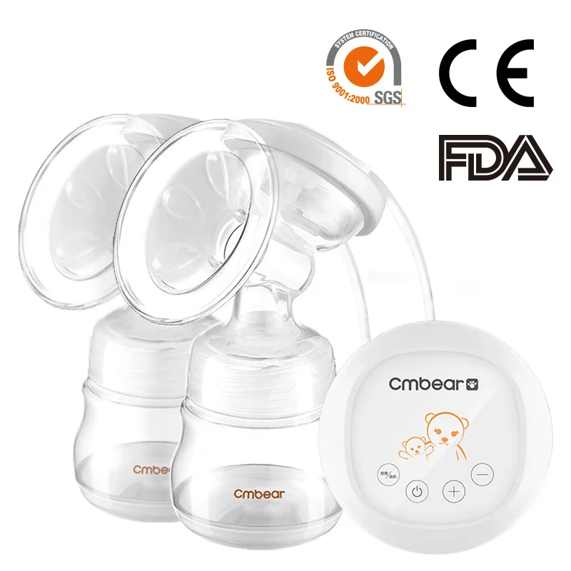 

Double Electric Breast Pumps Quiet Design Powerful Nipple Suction BPA Free USB Rechargeable Breast Feeding with 160ml Bottle