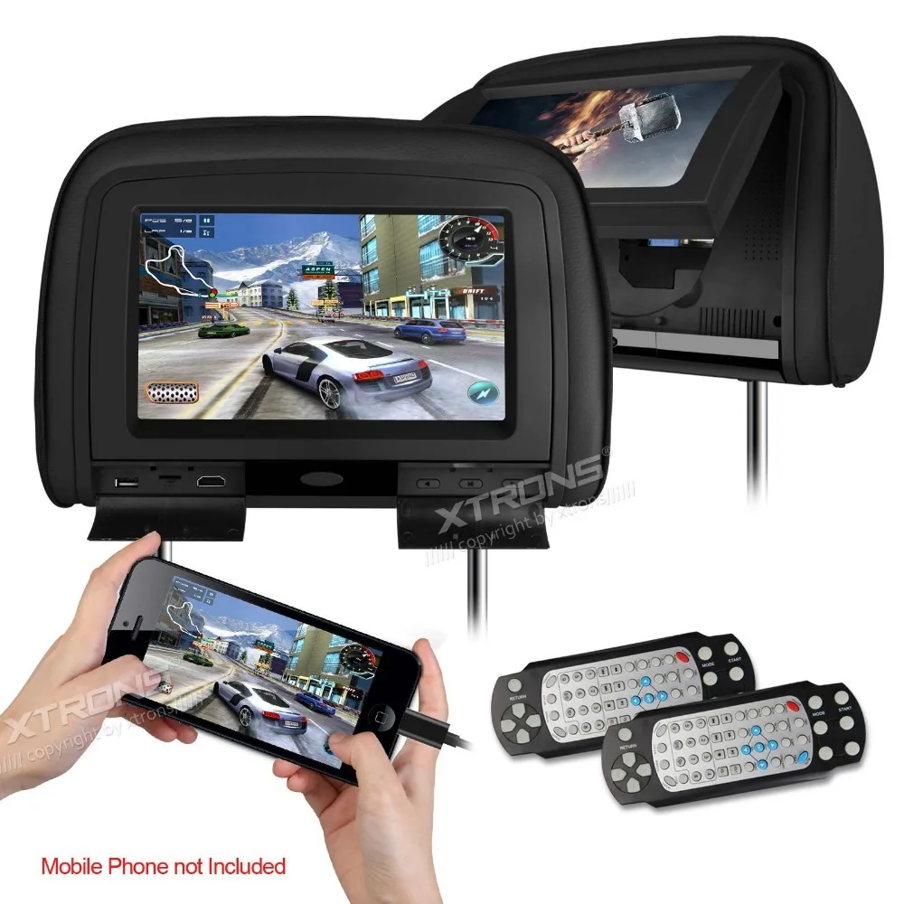 Clearance 2x9" Black Color Car Headrest DVD Player with Buit-in HDMI Port Digital Screen/ IR/ FM Transmitter 3