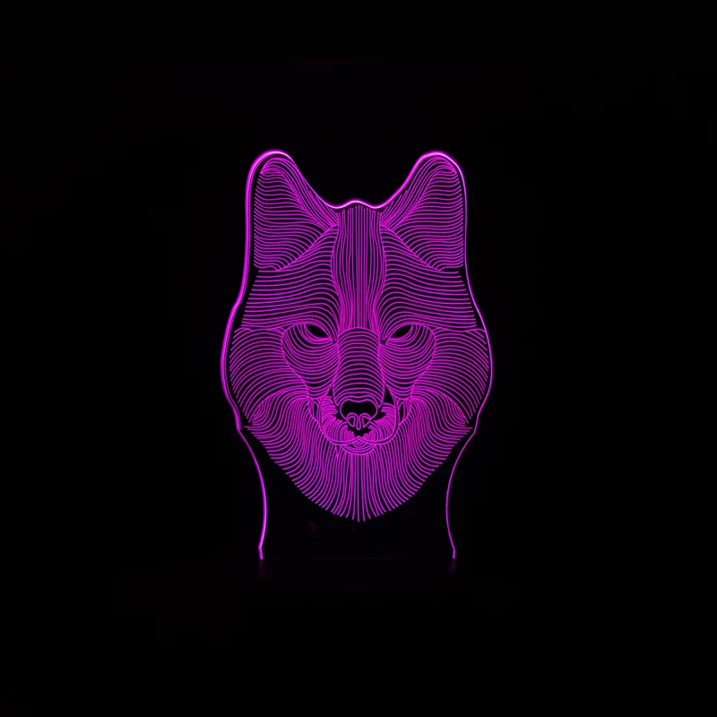 Креативные подарки 3D видение дикий зверь Canis Lupus олень LED 7 видов цветов градиенты