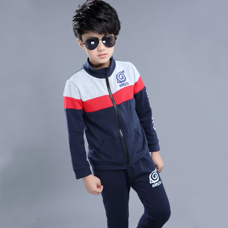 Весенне-осенний комплект одежды для мальчиков-подростков, Спортивная одежда на молнии для мальчиков, детский спортивный костюм, детский спортивный костюм - Цвет: Тёмно-синий