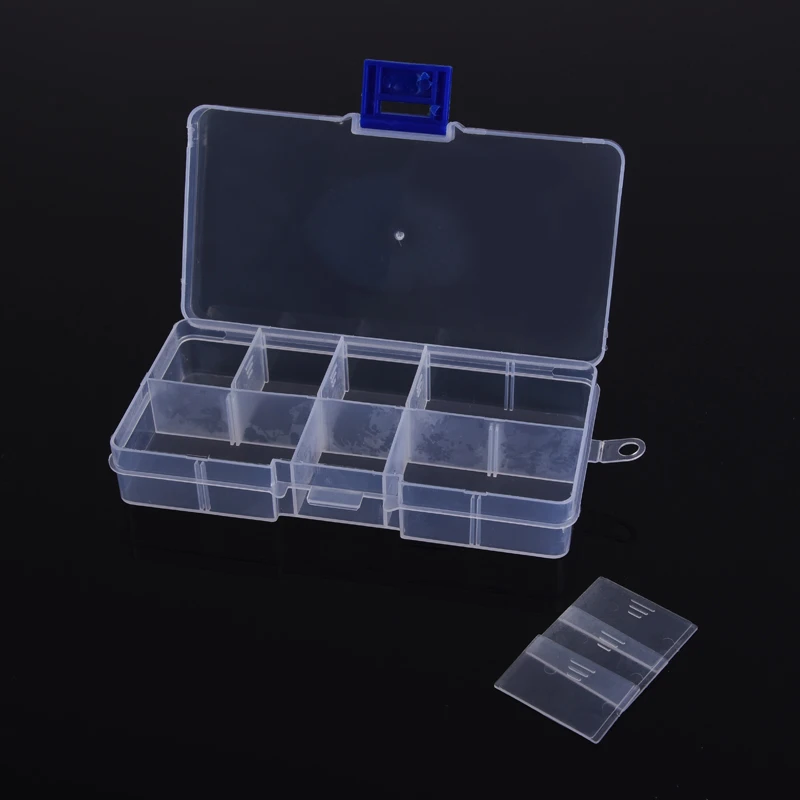 Adjustable Grid 10 Slots Tool Box Electronic Parts Storage Screw Case Transparent Plastic Case