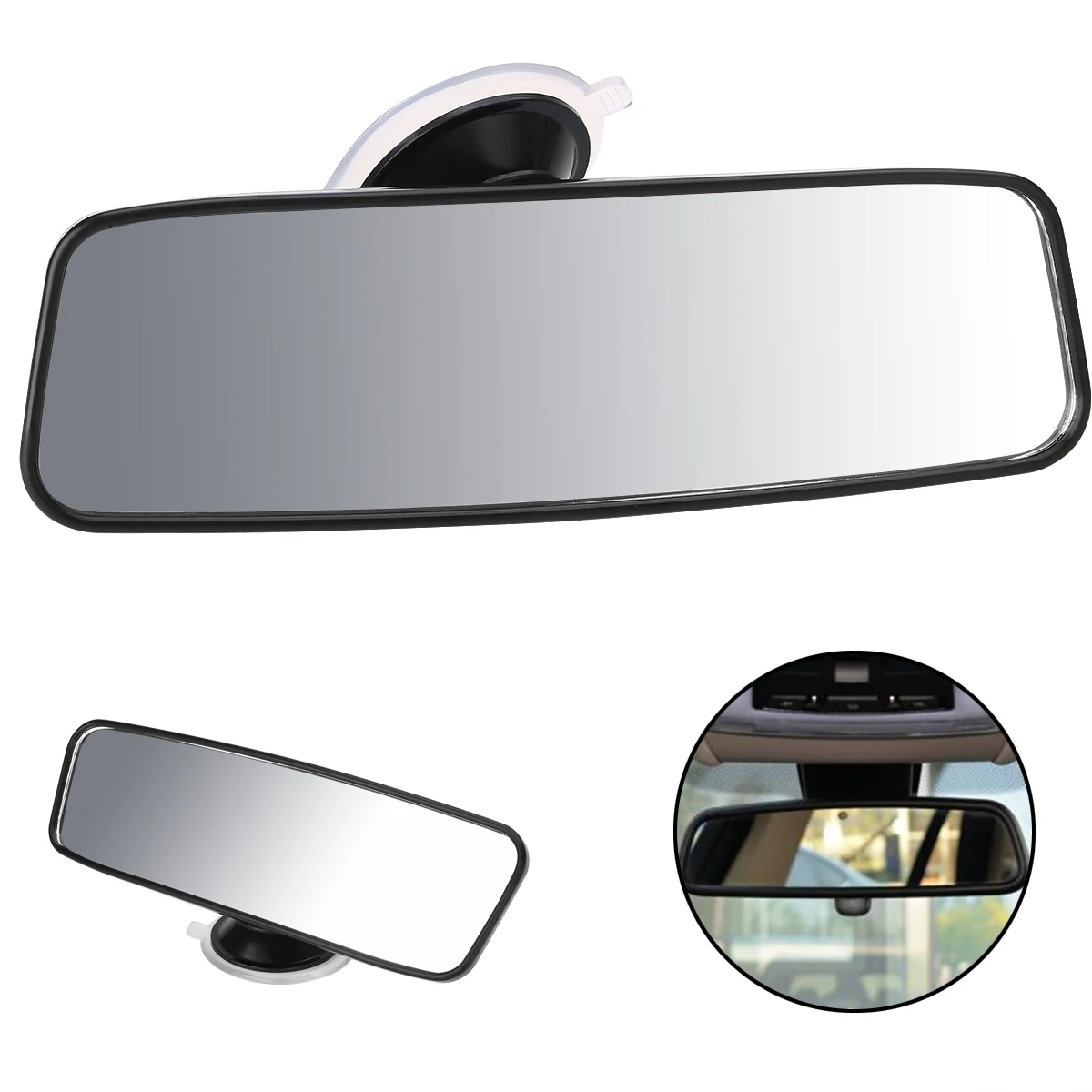 1pcs 20 x 6cm Interior Rear View Mirror Car Truck Wide Flat Interior Rear View Rearview Mirror with Suction Cup