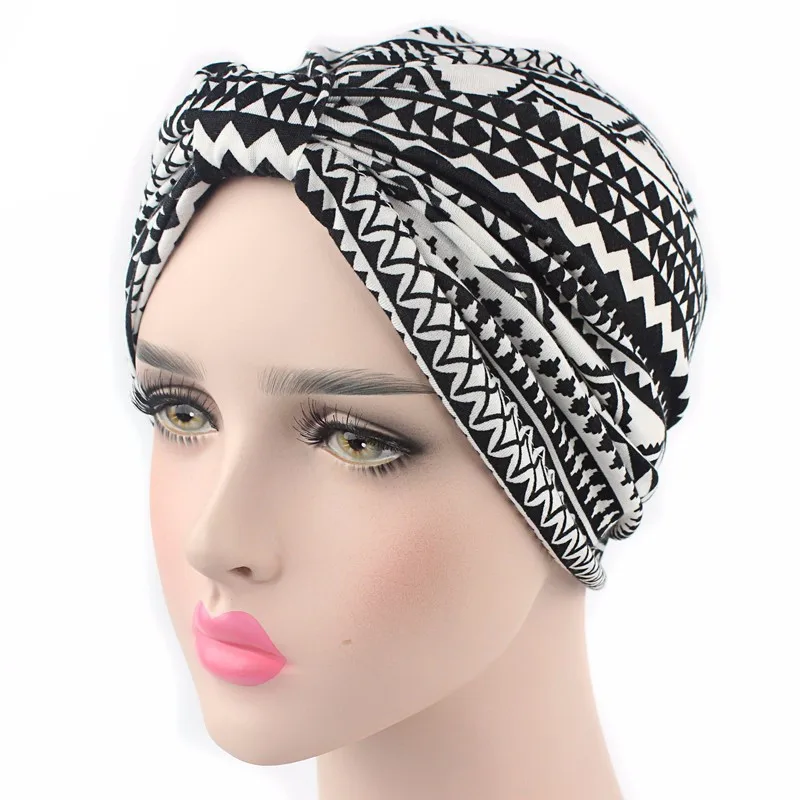 

Fashion Women Ruffle Cotton Stretch Knotted Floral Turban Hat Cancer Chemo Beanies Caps Headwear Head Wrap Hair Accessories