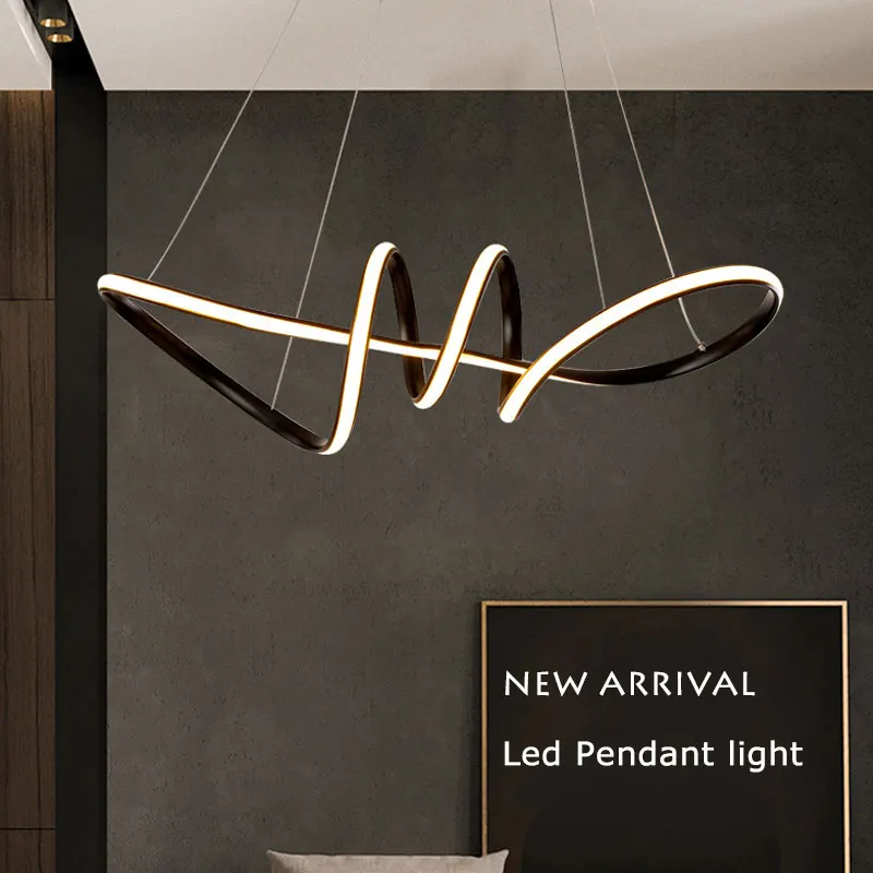 Дизайн, современный домашний светодиодный светильник для гостиной, спальни, столовой, белый и черный и золотой светодиодный светильник