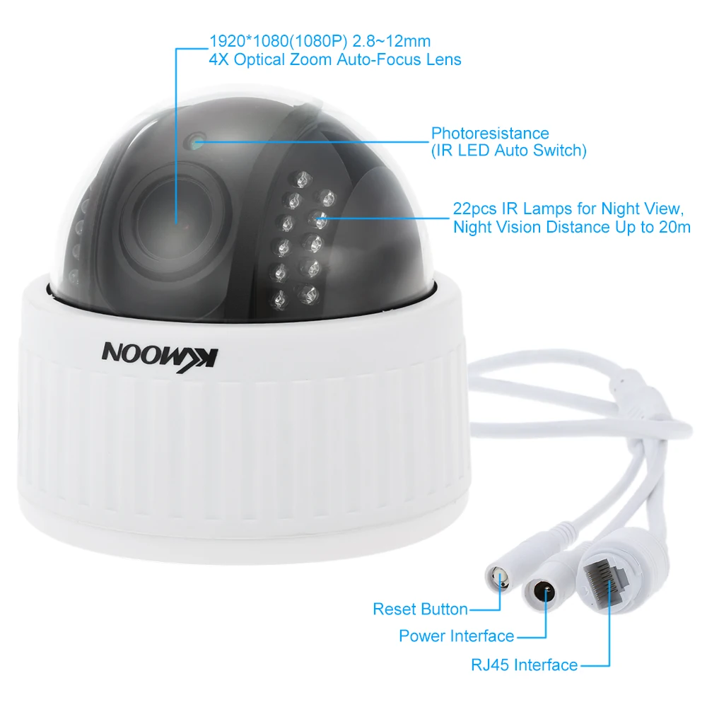 KKmoon 1080 P Беспроводной WI-FI HD Ip-камера PTZ 2.8~ 12 мм Автофокусом 4-КРАТНЫЙ Зум Объектива Крытый безопасности CCTV Камера 2.0MP Ночного Видения Ip камера