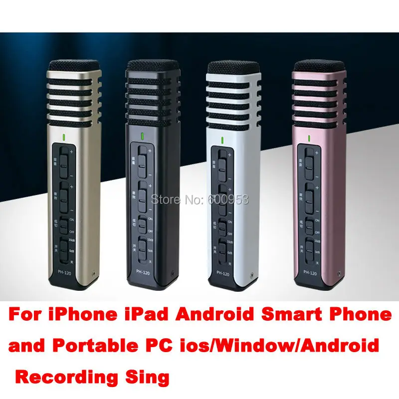 

PH120 Pro Condenser Microphone Recorder For Computer Apple iPhone ipad Android Smart Phone Portable Recording Sing