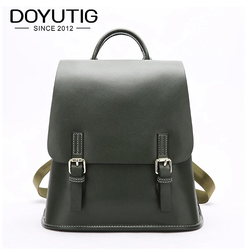 

DOYUTIG Brand Women's Genuine Leather Casual Backpack Girl Large Capacity Real Leather School Knapsack Female Fashion Bags E175