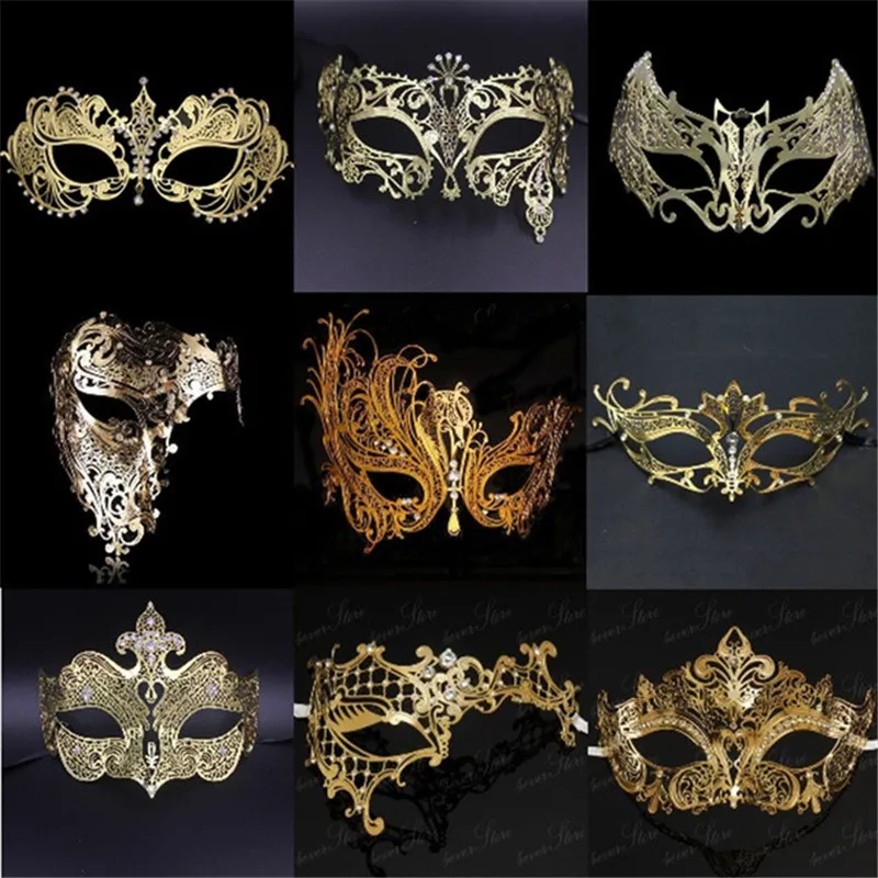 

Filigree Devil mask Skull Venetian Masquerade Gold Mardi Gras Costume mascaras halloween mask laser cut metal carnival mask