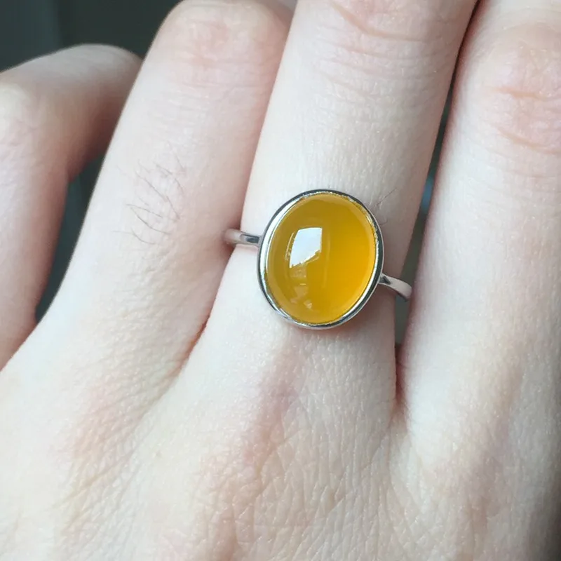 MeiBaPJ Real Natural Yellow Chalcedony Gemstone Ring for Women 925 Sterling Silver Fine Wedding Jewelry | Украшения и аксессуары