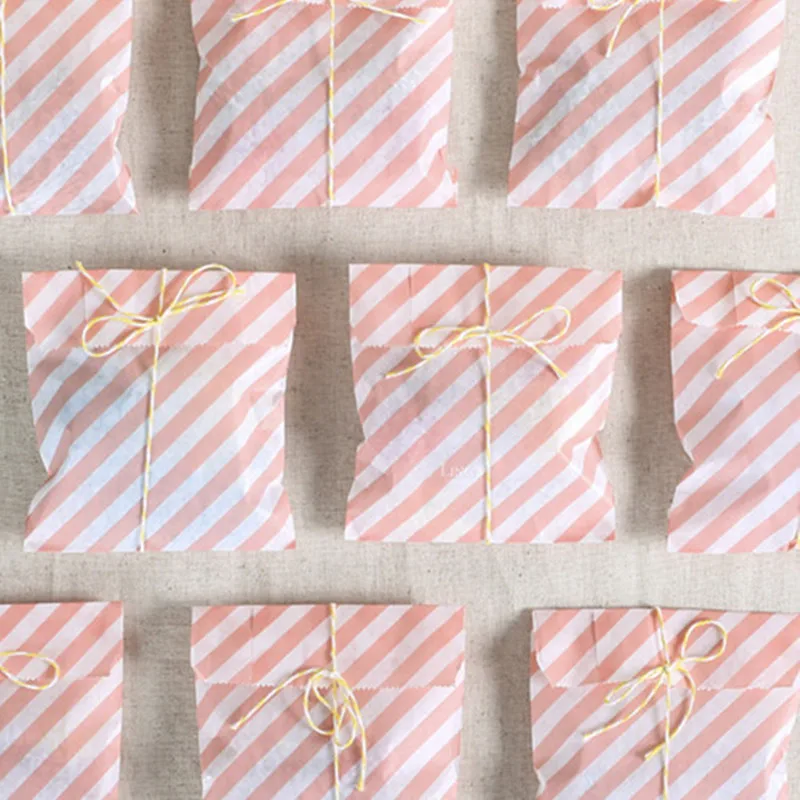 

Wholesale Colorful stripes greaseproof craft paper gift food packaging candy cake bread paper bags