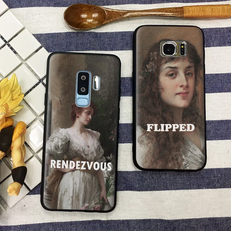 

Aesthetics Vintage Art Painting Words TPU Soft Silicone Phone Case Shell Cover For Samsung S7 Edge S8 S9 Plus Note 8 9