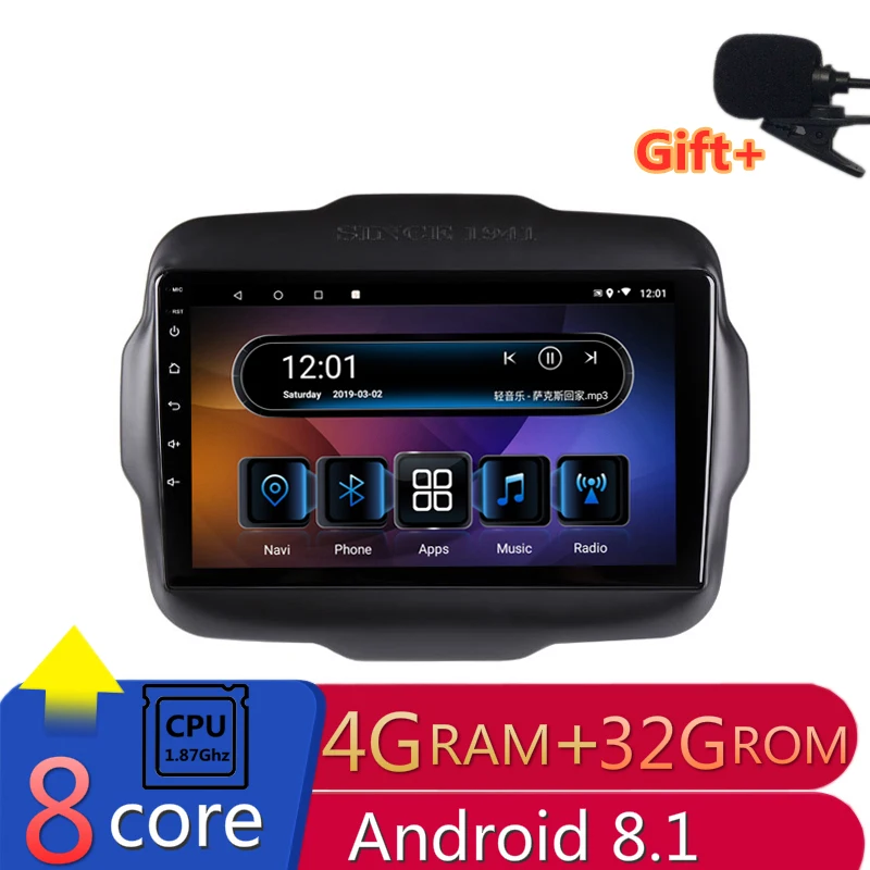 

9" 4G RAM 8 cores Android Car DVD GPS Navigation For Jeep Renegade 2015 2016 2017 2018 audio stereo car radio headunit wifi