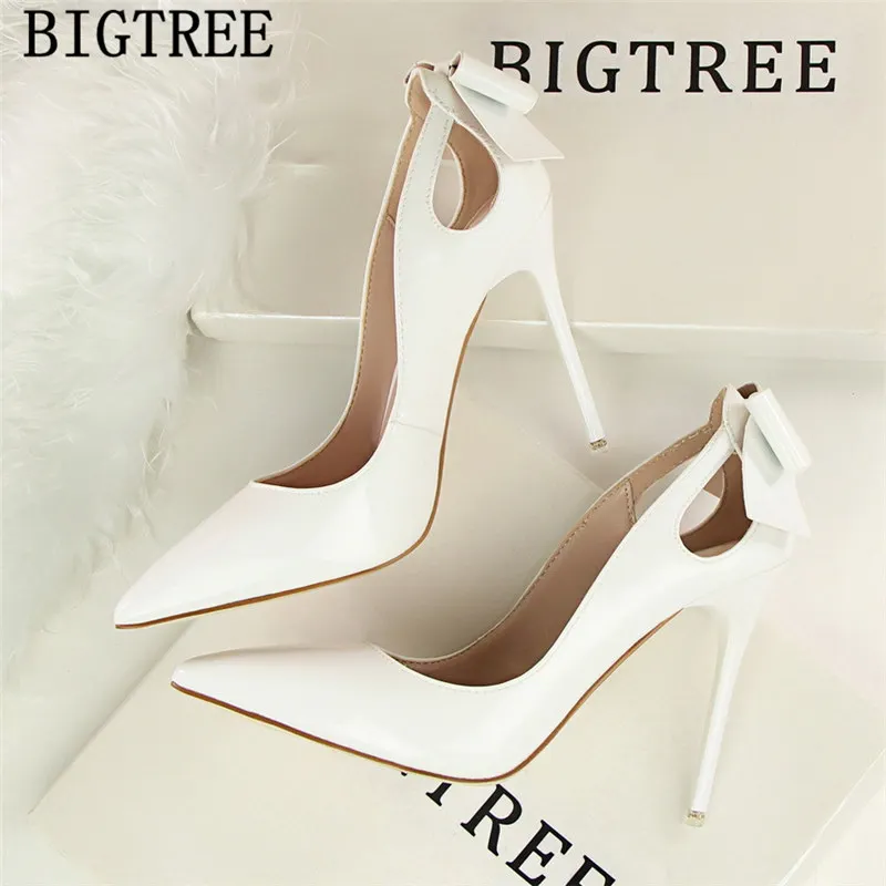 Patent leather butterfly-knot sexy high heels women wedding shoes buty pumps women shoes bigtree shoes tacones altos mujer sexy Patent leather butterfly-knot sexy high heels women wedding shoes buty pumps women shoes bigtree shoes tacones altos mujer sexy
