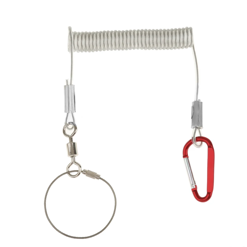 

1.4M Steel Wire Retractable Fishing Lanyard Stretchy Coiled Rope String Coiled Tether Safety Line