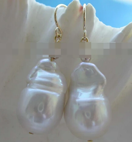 

wb00601 Genuine Natural White Reborn Keshi Pearl Earrings 14KGP