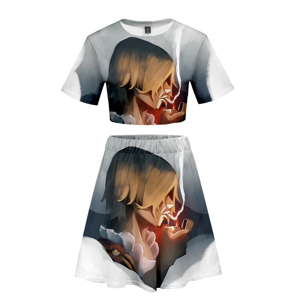 Лидер продаж года, костюм с объемной короткой юбкой из аниме футболка с короткими рукавами и короткая юбка комплект из двух предметов, высокое качество, повседневная одежда