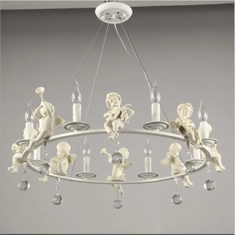 

Modern resin Angel chandelier led lamps living room dining room crystal chandelier E14 led lustre light chandeliers