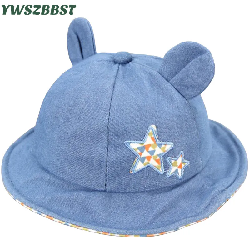 

Fashion Stars Cowboy Baby Boy Sun Hat Spring Summer Autumn Baby Cap Bucket Hats with Cute Ears Kids Hats Child Sun Caps