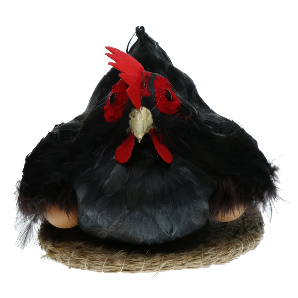 Vivid Standing Hen Simulated Hen Model Decoration Hen With Egg Figurine Spring Decor Furry Animal Home Decor