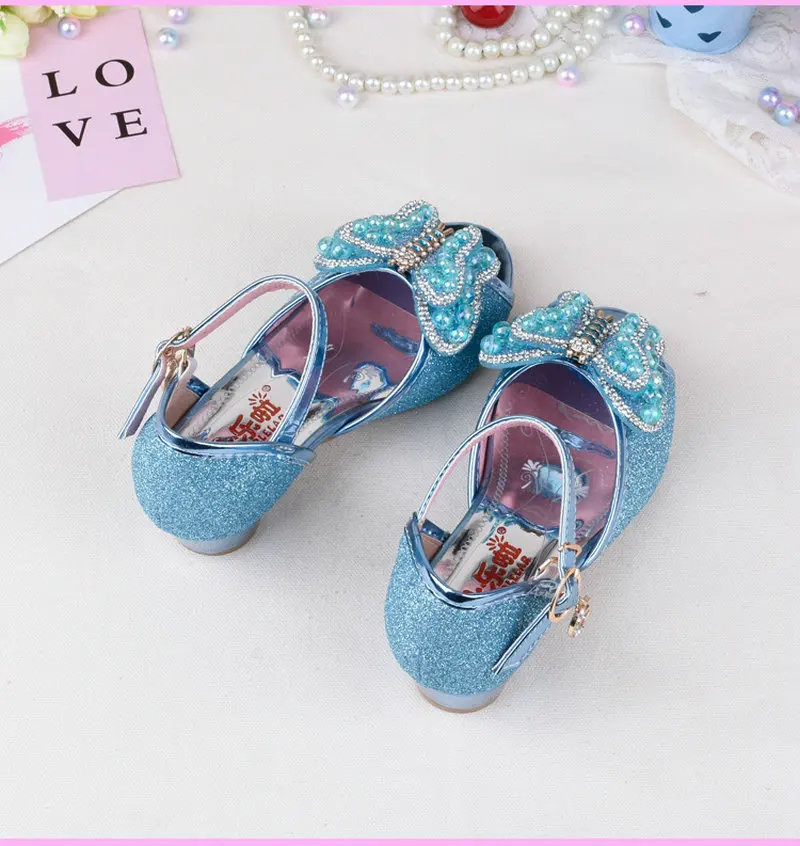 Летняя жемчужина-бабочка, детские сандалии для принцесс, обувь для девочек, кожаные туфли на высоком каблуке с бантом в Корейском стиле